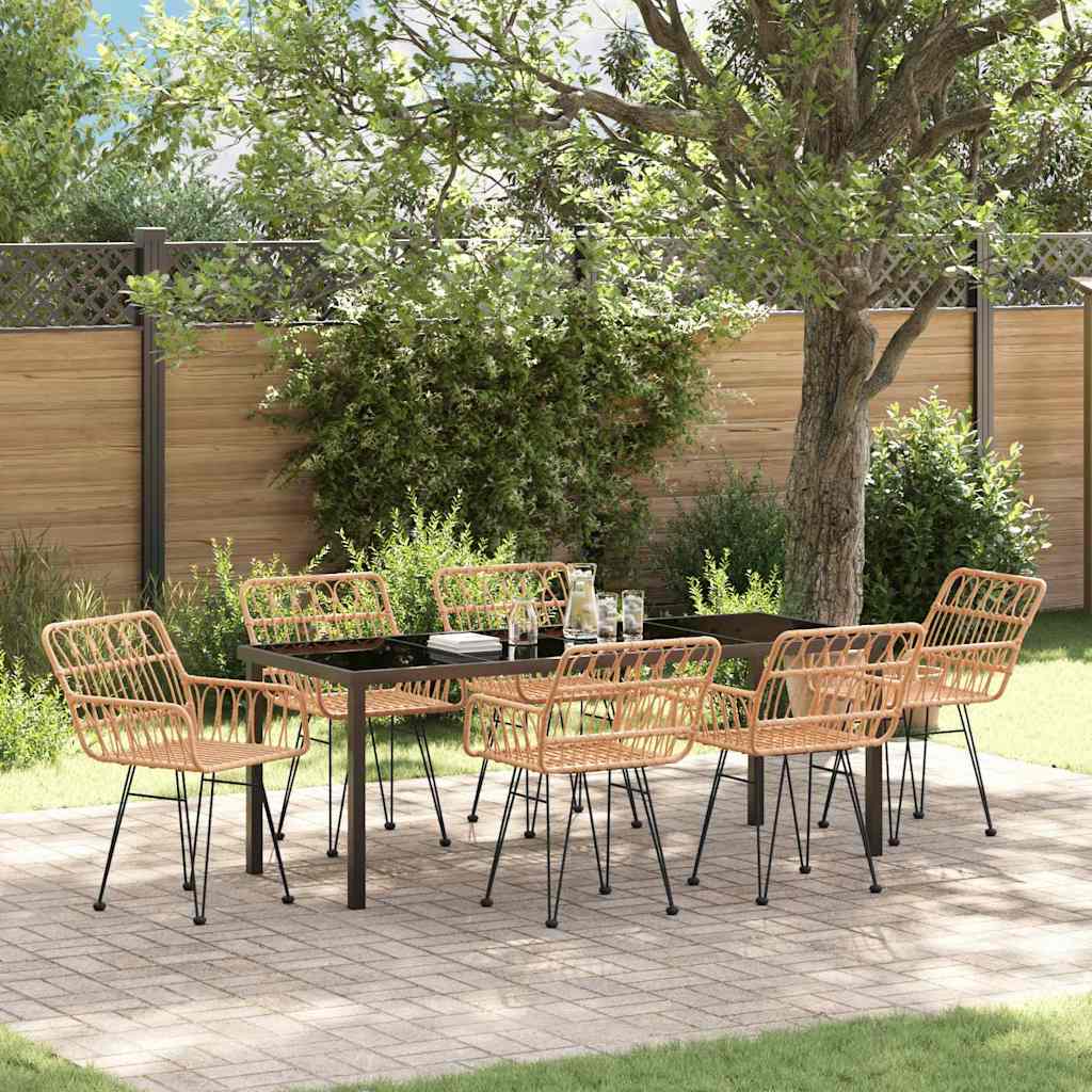 vidaXL Garden Dining Set 3 pcs Brown Powder-Coated Steel