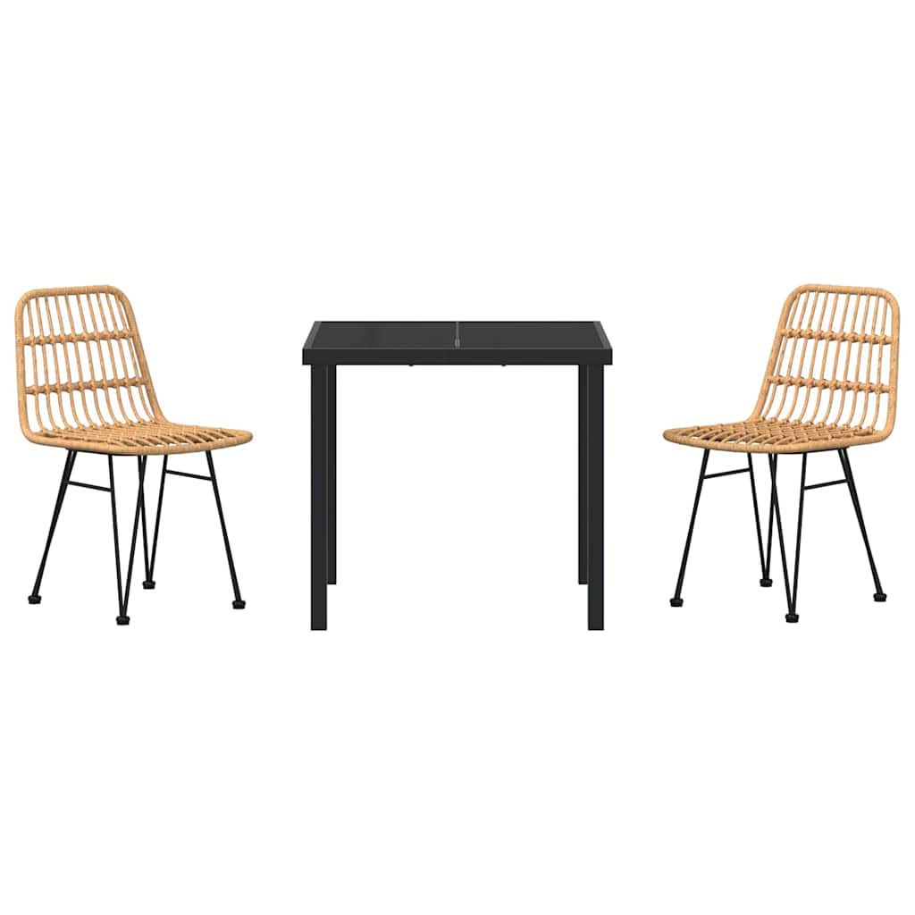vidaXL Garden Dining Set 3 pcs Brown Powder-Coated Steel
