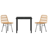vidaXL Garden Dining Set 3 pcs Brown Powder-Coated Steel