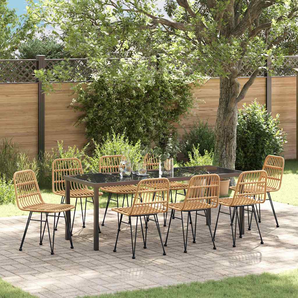 vidaXL Garden Dining Set 3 pcs Brown Powder-Coated Steel