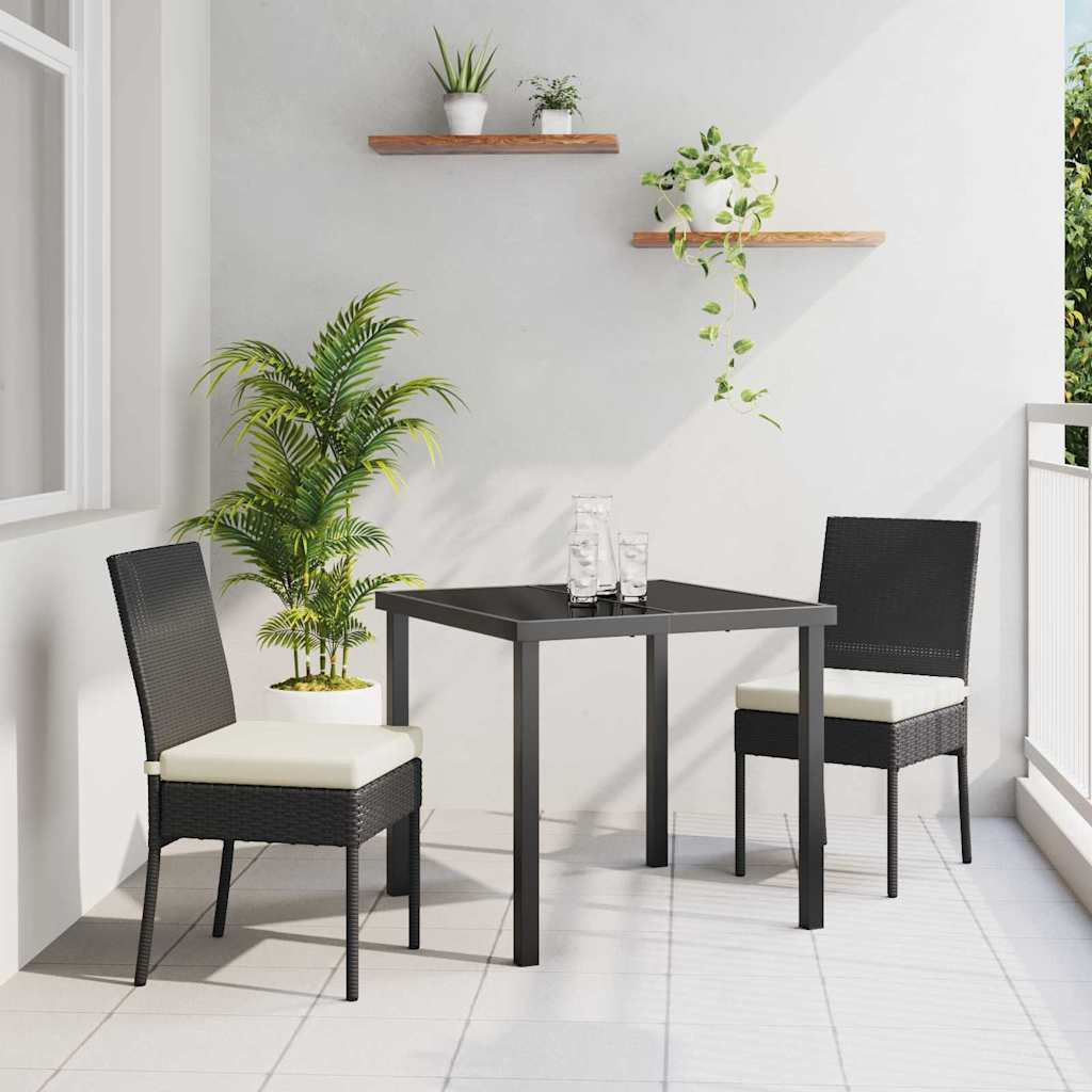 vidaXL Tuin Eettafel Set 3 pcs Zwart Gepoedercoat staal