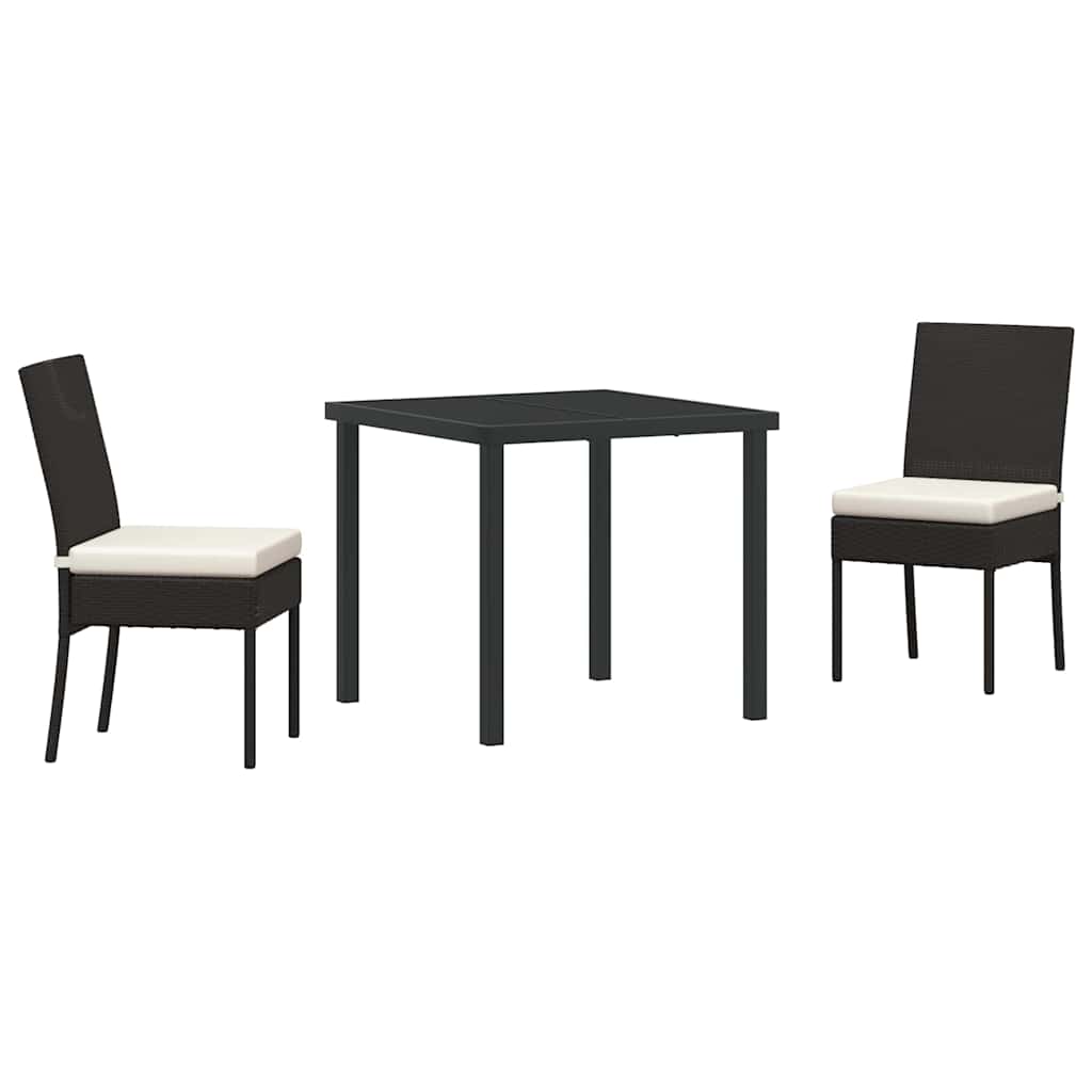 vidaXL Tuin Eettafel Set 3 pcs Zwart Gepoedercoat staal