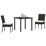 vidaXL Tuin Eettafel Set 3 pcs Zwart Gepoedercoat staal