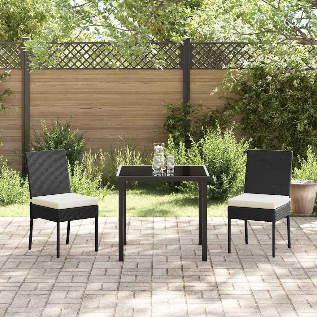 vidaXL Tuin Eettafel Set 3 pcs Zwart Gepoedercoat staal