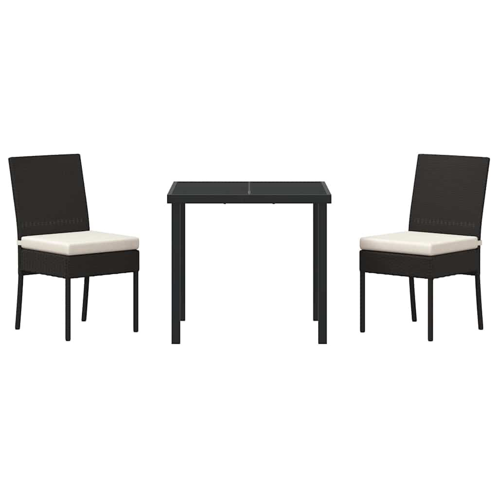 vidaXL Tuin Eettafel Set 3 pcs Zwart Gepoedercoat staal