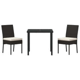 vidaXL Tuin Eettafel Set 3 pcs Zwart Gepoedercoat staal