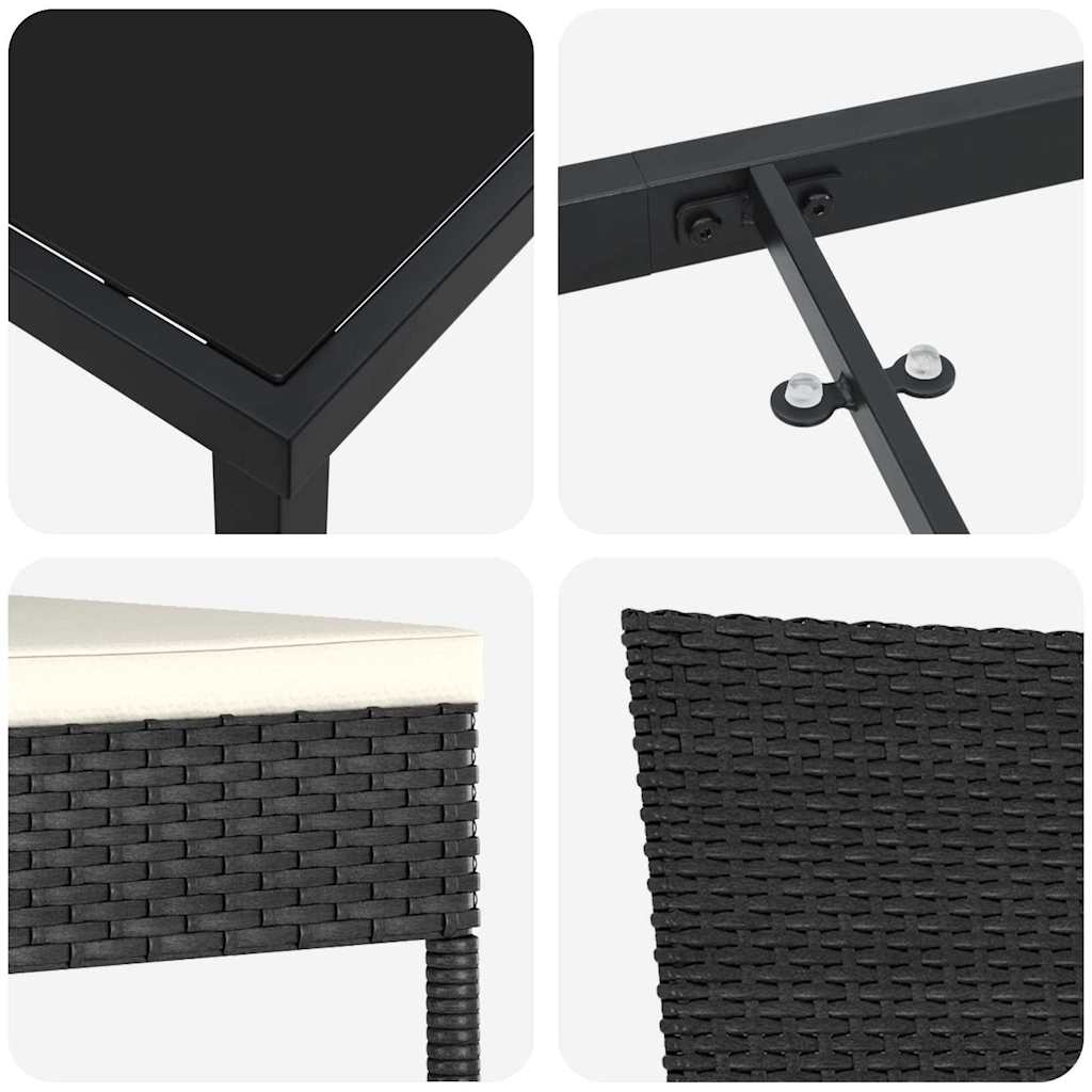 vidaXL Tuin Eettafel Set 3 pcs Zwart Gepoedercoat staal
