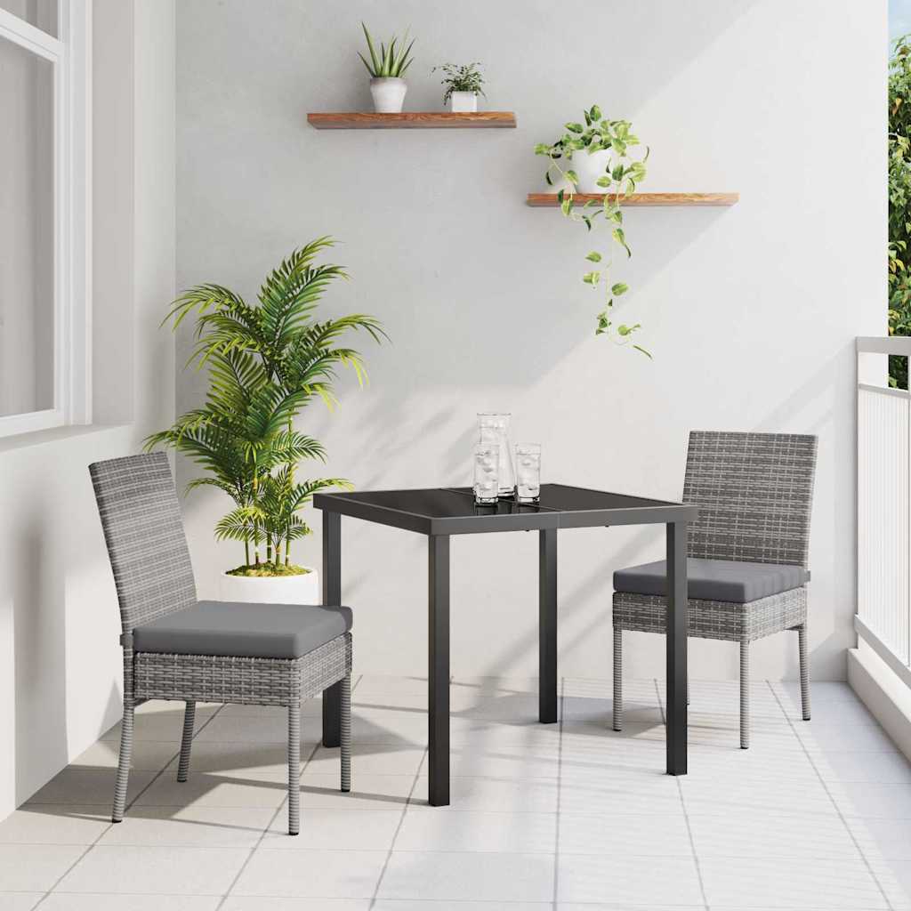 vidaXL Tuin Eettafel Set 3 pcs Zwart Gepoedercoat staal