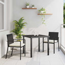 vidaXL Tuin Eettafel Set 3 pcs Zwart Gepoedercoat staal