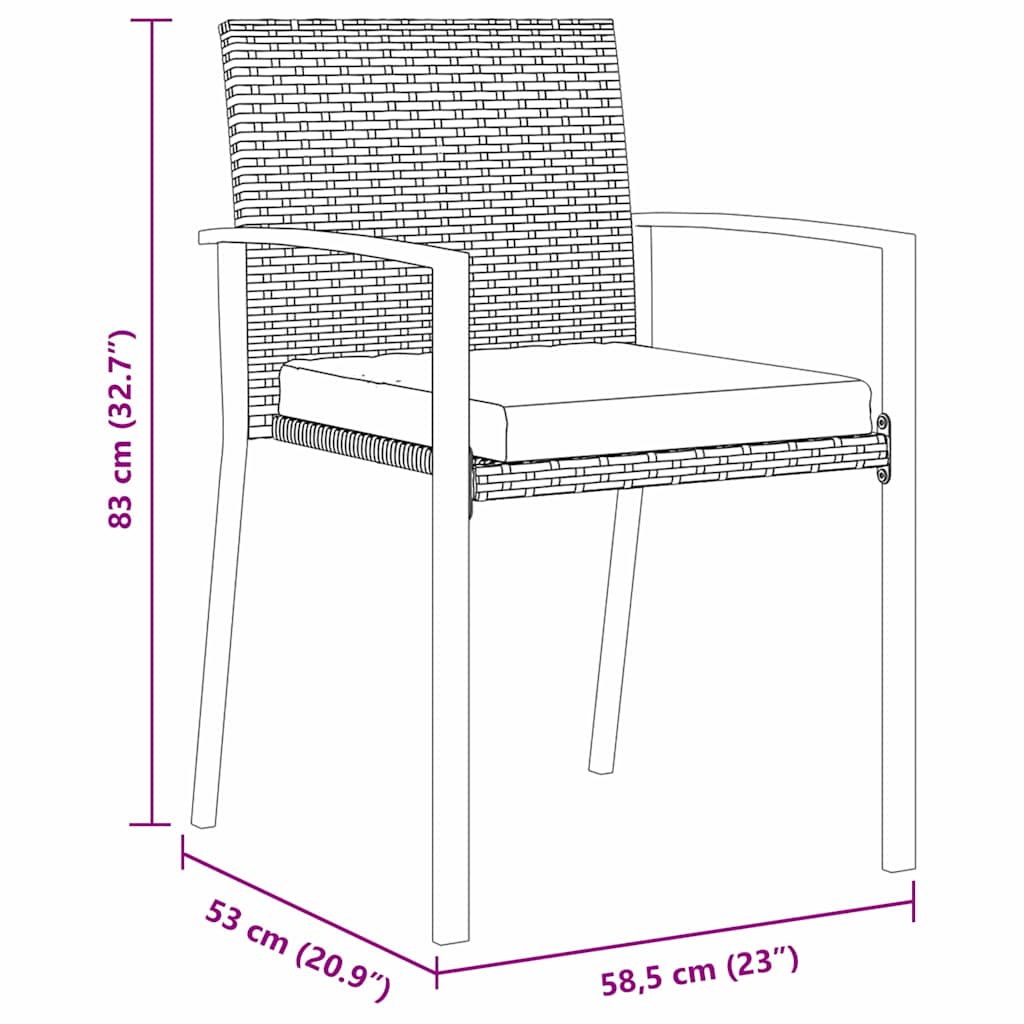 vidaXL Tuin Eettafel Set 3 pcs Zwart Gepoedercoat staal