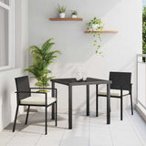 vidaXL Tuin Eettafel Set 3 pcs Zwart Gepoedercoat staal