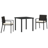 vidaXL Tuin Eettafel Set 3 pcs Zwart Gepoedercoat staal