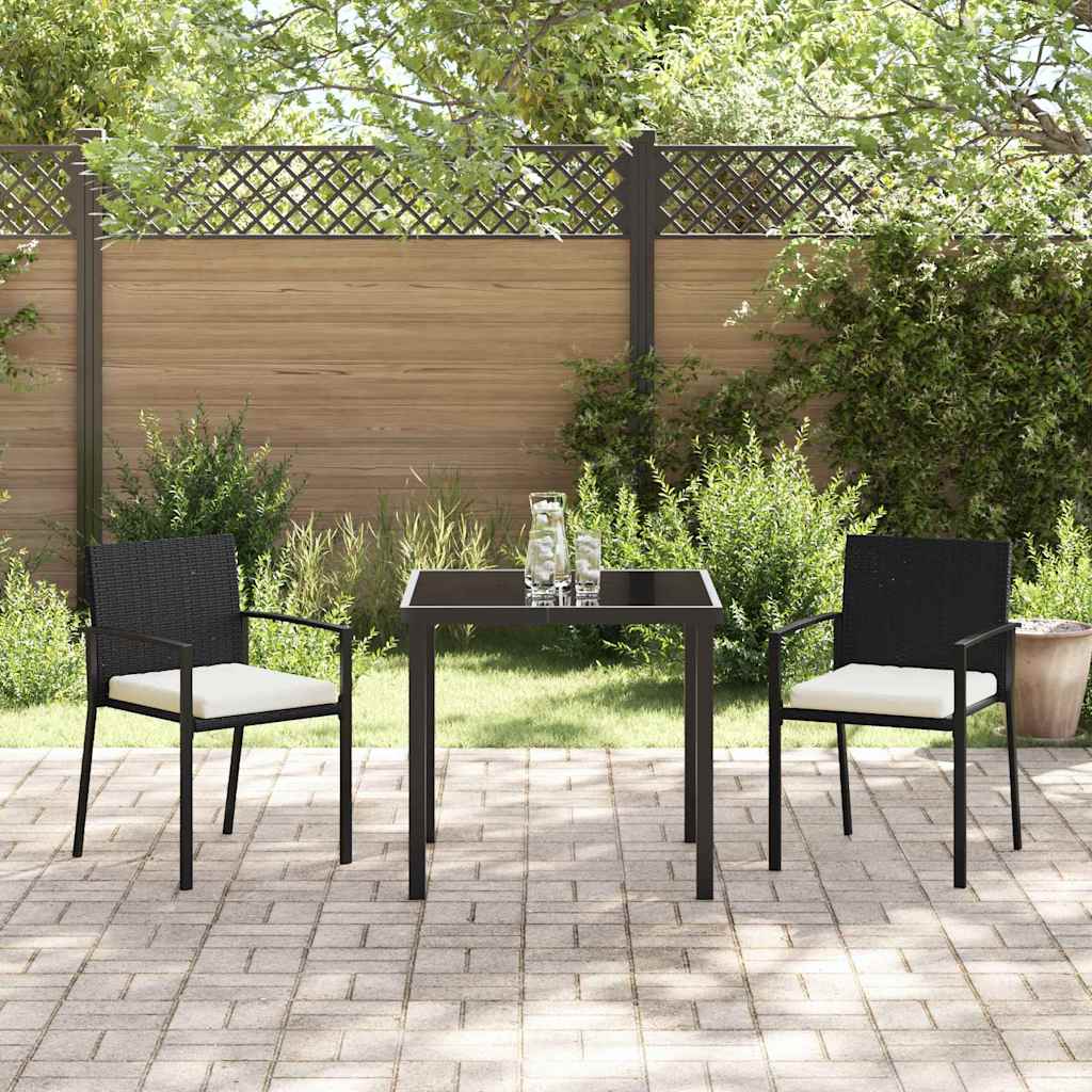 vidaXL Tuin Eettafel Set 3 pcs Zwart Gepoedercoat staal