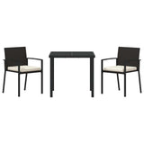 vidaXL Tuin Eettafel Set 3 pcs Zwart Gepoedercoat staal