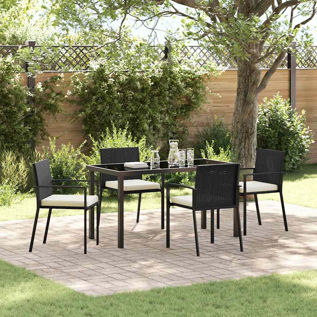 vidaXL Tuin Eettafel Set 3 pcs Zwart Gepoedercoat staal