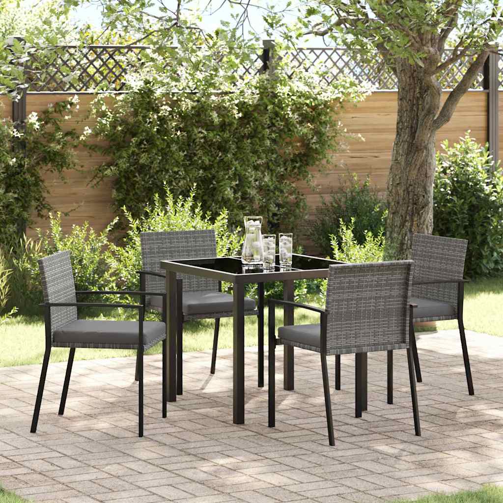 vidaXL Tuin Eettafel Set 3 pcs Zwart Gepoedercoat staal