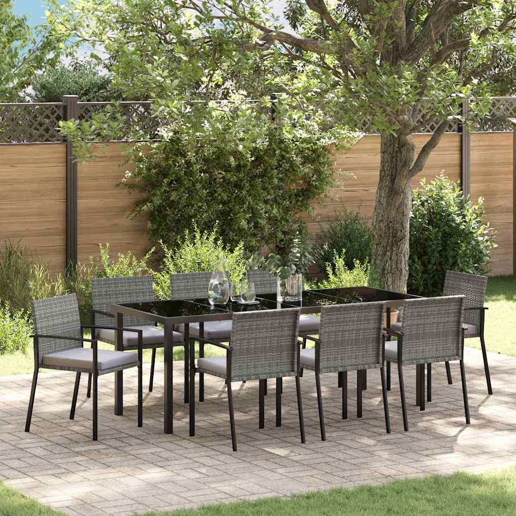 vidaXL Tuin Eettafel Set 3 pcs Zwart Gepoedercoat staal