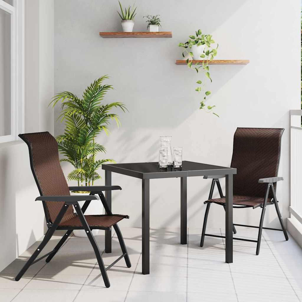 vidaXL Tuin Eettafel Set 3 pcs Bruin Gepoedercoat staal