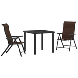 vidaXL Tuin Eettafel Set 3 pcs Bruin Gepoedercoat staal