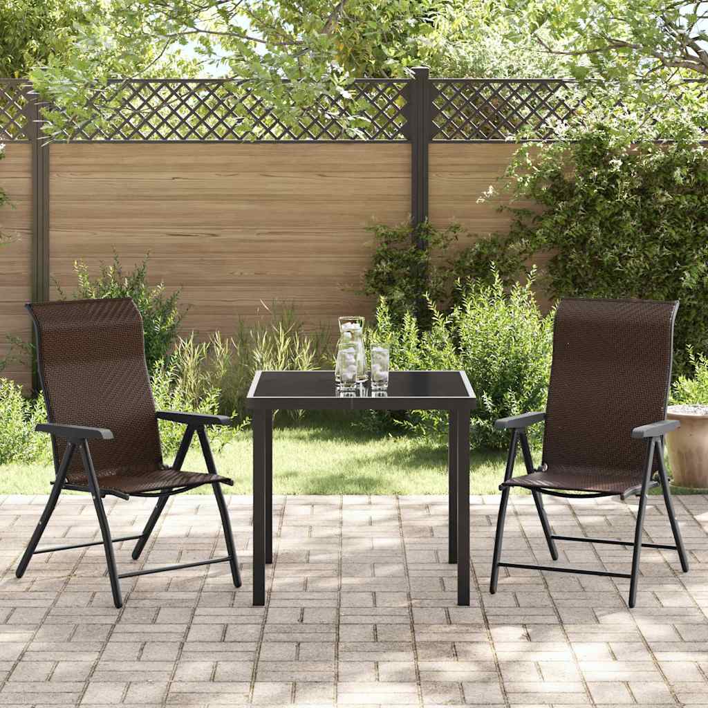 vidaXL Tuin Eettafel Set 3 pcs Bruin Gepoedercoat staal