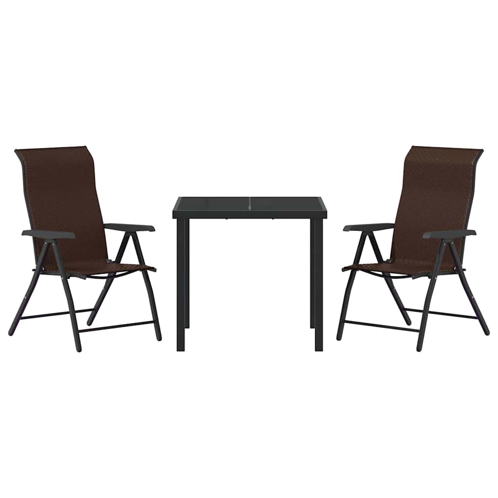 vidaXL Tuin Eettafel Set 3 pcs Bruin Gepoedercoat staal