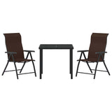 vidaXL Tuin Eettafel Set 3 pcs Bruin Gepoedercoat staal