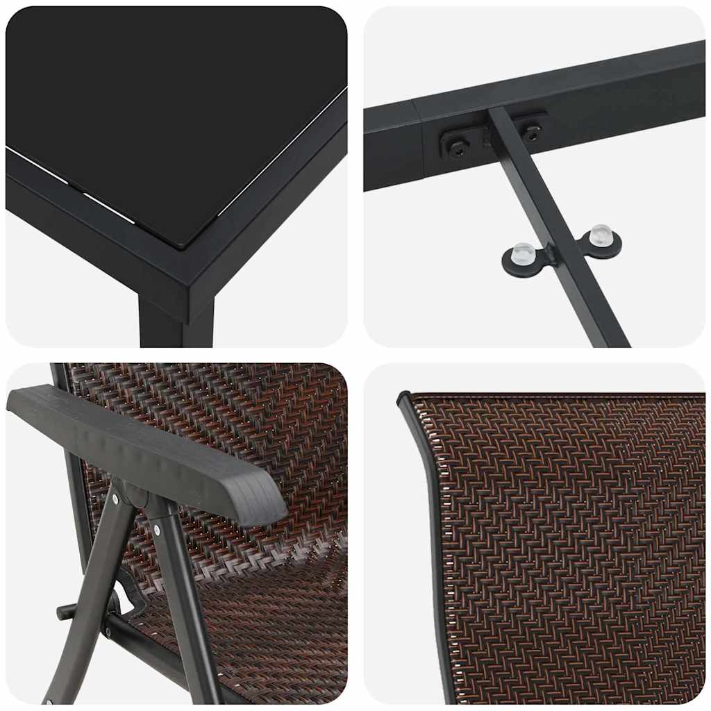 vidaXL Tuin Eettafel Set 3 pcs Bruin Gepoedercoat staal
