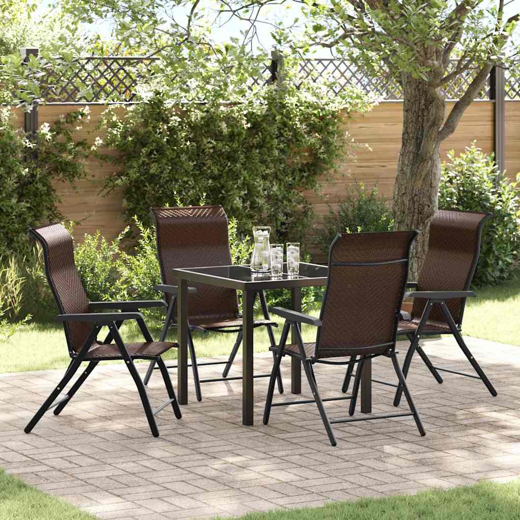 vidaXL Tuin Eettafel Set 3 pcs Bruin Gepoedercoat staal