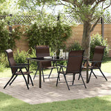 vidaXL Tuin Eettafel Set 3 pcs Bruin Gepoedercoat staal