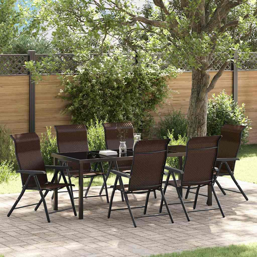vidaXL Tuin Eettafel Set 3 pcs Bruin Gepoedercoat staal