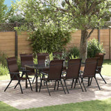 vidaXL Tuin Eettafel Set 3 pcs Bruin Gepoedercoat staal