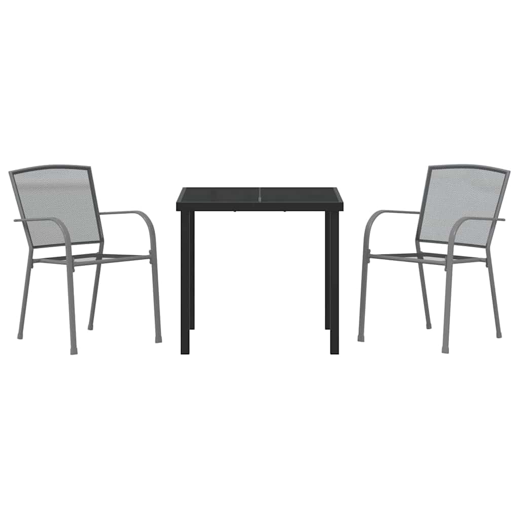 vidaXL Garden Dining Set 3 pcs Anthracite Powder-Coated Steel