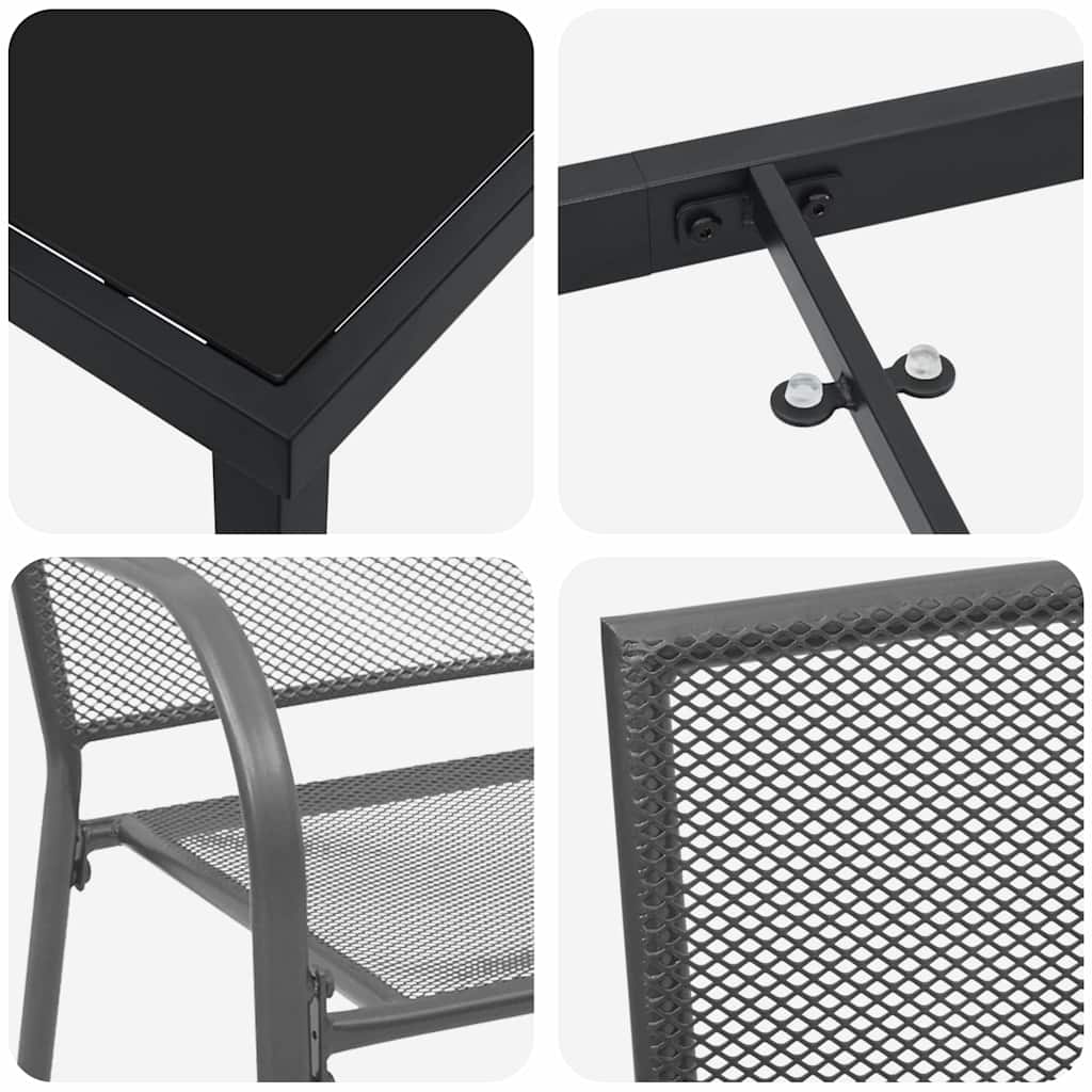 vidaXL Garden Dining Set 3 pcs Anthracite Powder-Coated Steel