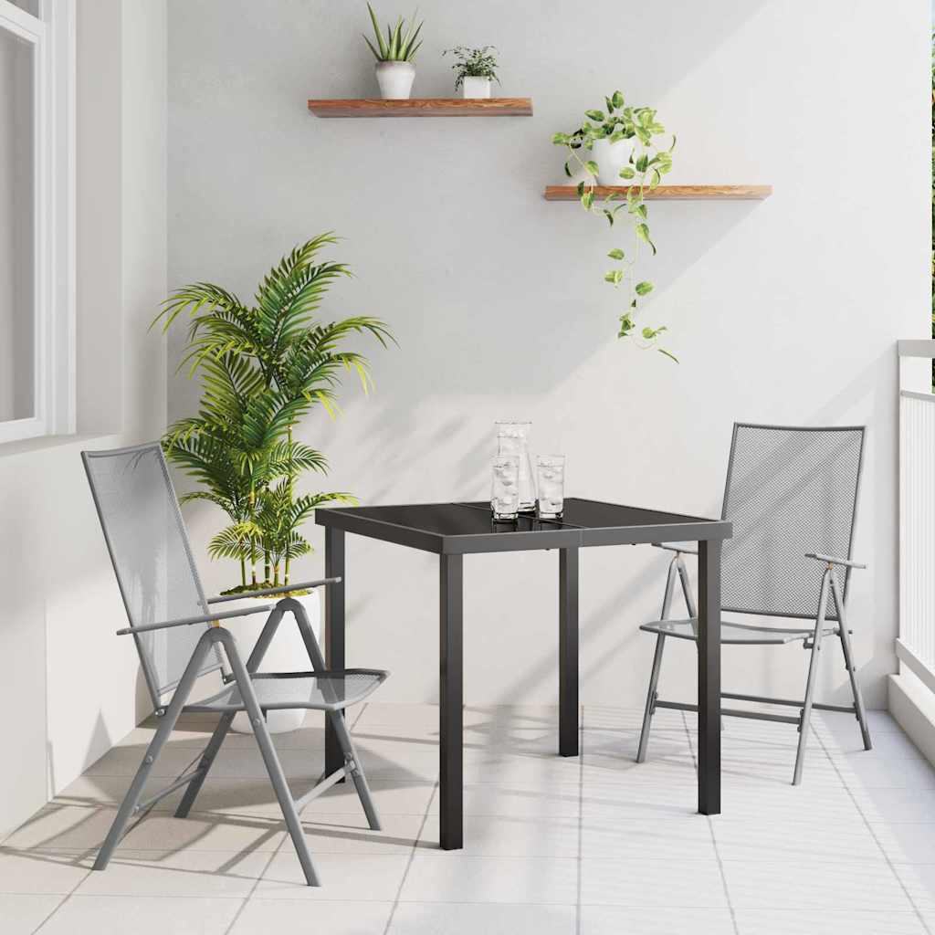 vidaXL Tuin Eettafel Set 3 pcs Antraciet Gepoedercoat staal