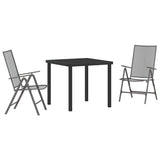 vidaXL Tuin Eettafel Set 3 pcs Antraciet Gepoedercoat staal