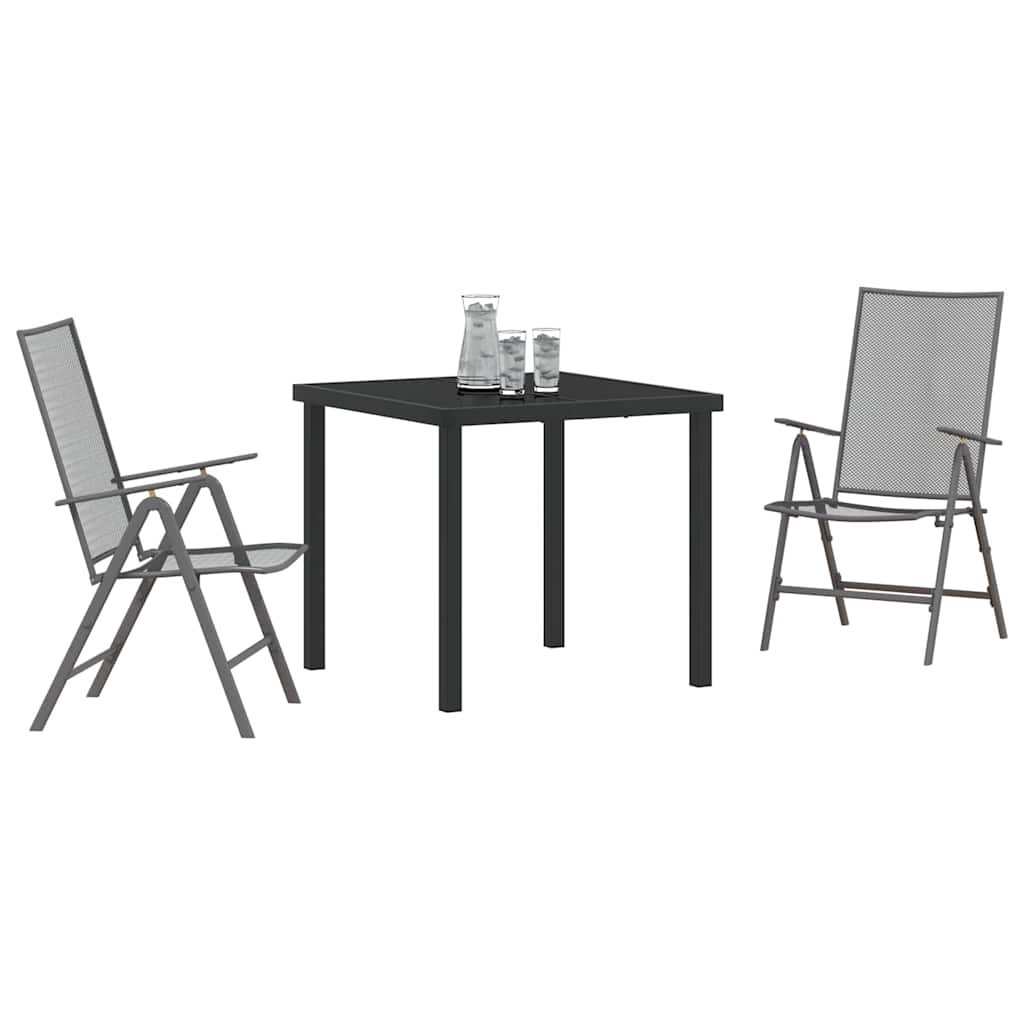 vidaXL Tuin Eettafel Set 3 pcs Antraciet Gepoedercoat staal