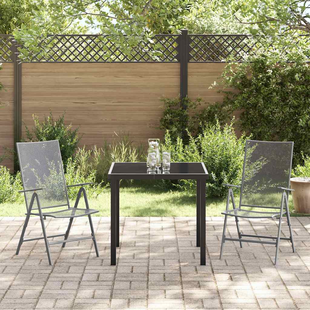 vidaXL Tuin Eettafel Set 3 pcs Antraciet Gepoedercoat staal