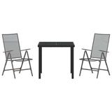vidaXL Tuin Eettafel Set 3 pcs Antraciet Gepoedercoat staal