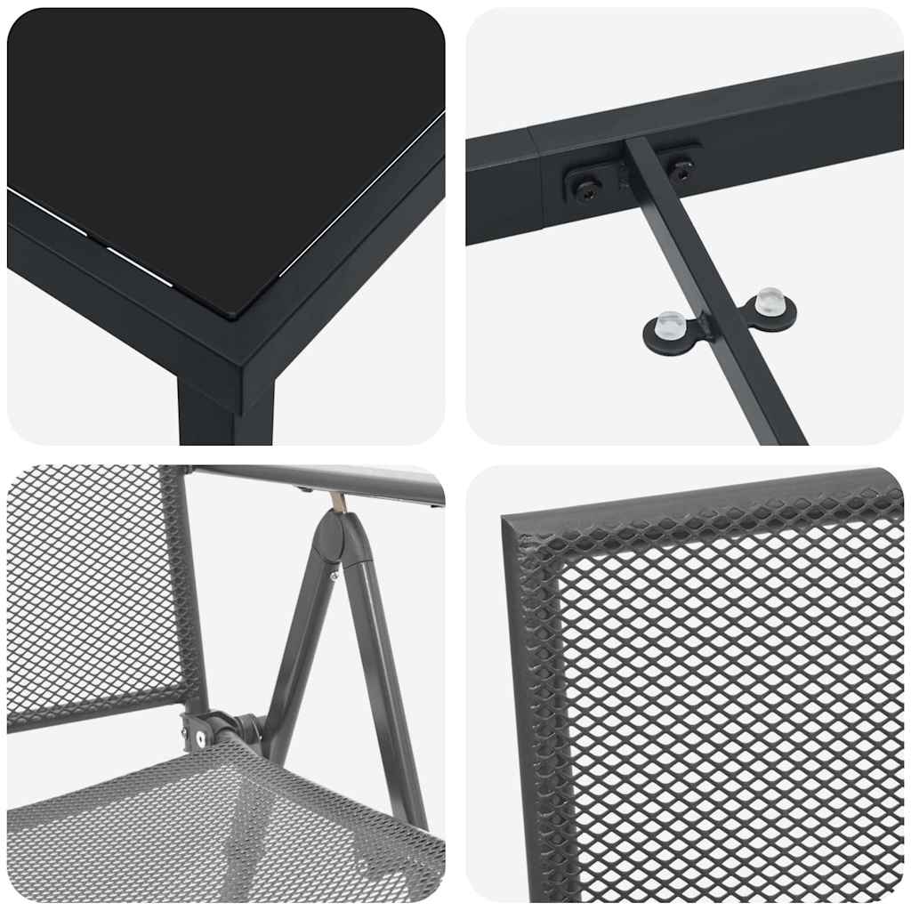 vidaXL Tuin Eettafel Set 3 pcs Antraciet Gepoedercoat staal