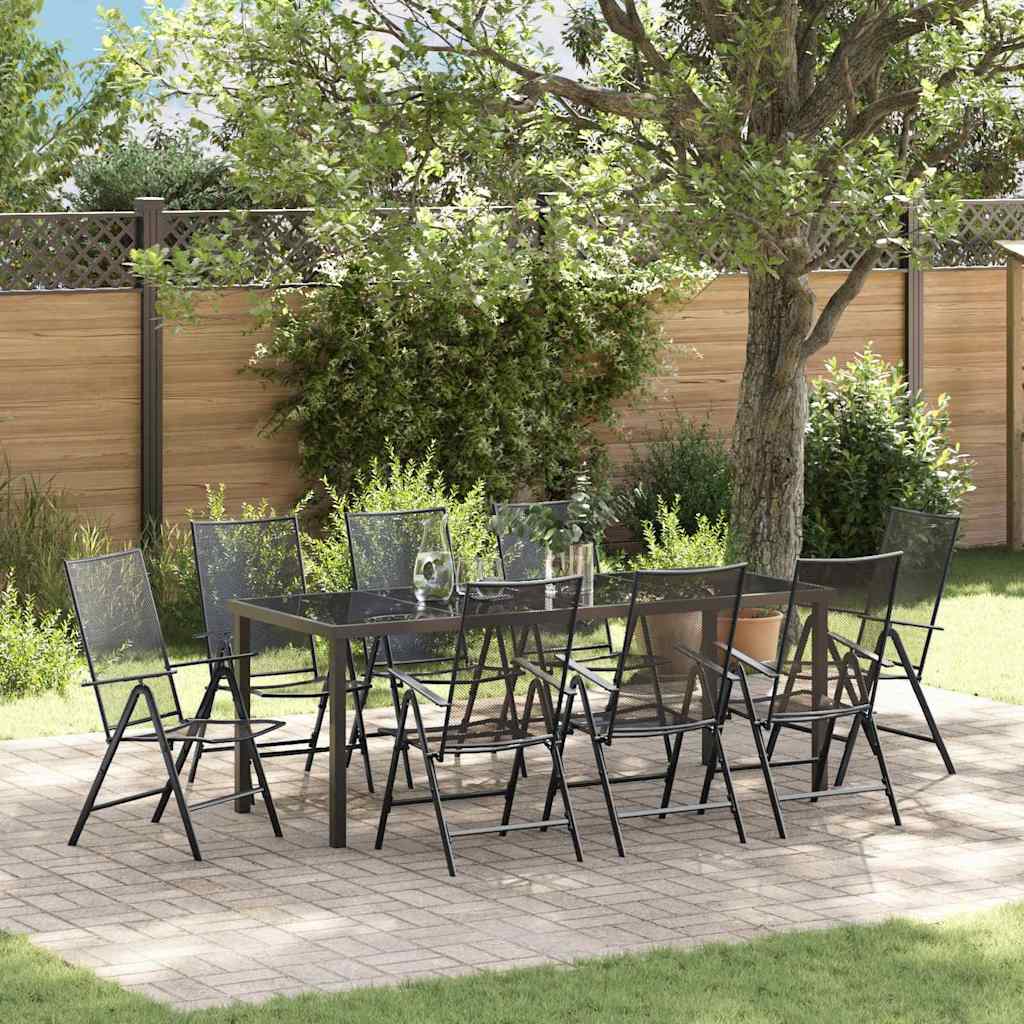 vidaXL Tuin Eettafel Set 3 pcs Antraciet Gepoedercoat staal