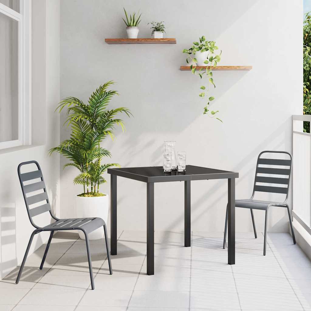 vidaXL Tuin Eettafel Set 3 pcs Antraciet Gepoedercoat staal