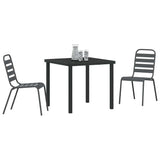 vidaXL Tuin Eettafel Set 3 pcs Antraciet Gepoedercoat staal