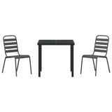 vidaXL Tuin Eettafel Set 3 pcs Antraciet Gepoedercoat staal