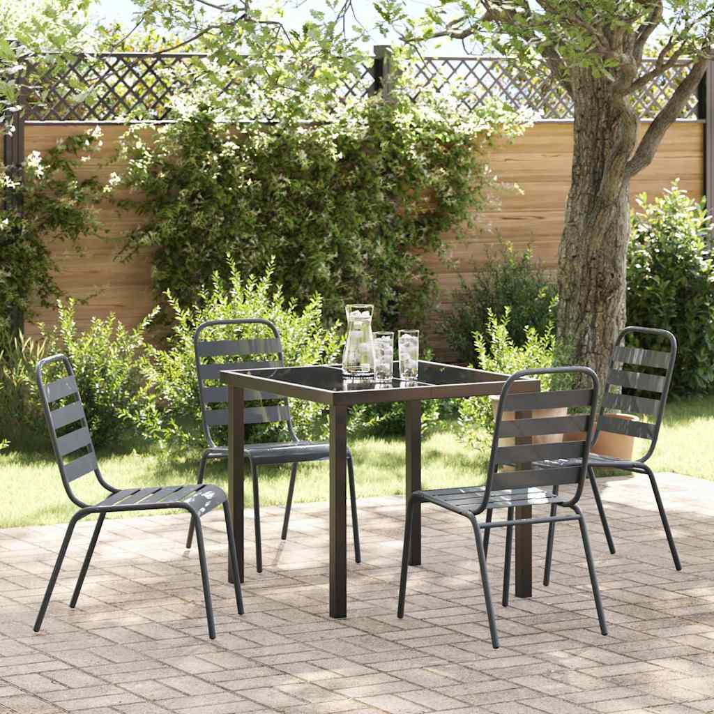 vidaXL Tuin Eettafel Set 3 pcs Antraciet Gepoedercoat staal