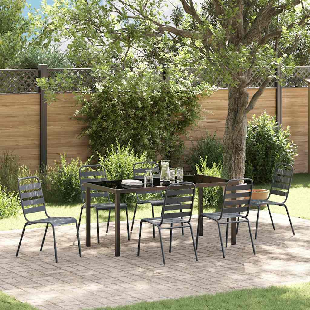 vidaXL Tuin Eettafel Set 3 pcs Antraciet Gepoedercoat staal