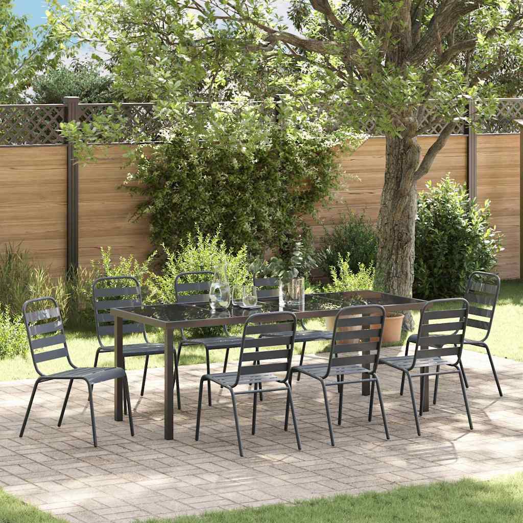 vidaXL Tuin Eettafel Set 3 pcs Antraciet Gepoedercoat staal
