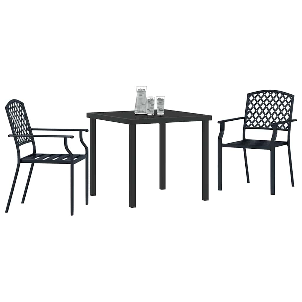 vidaXL Tuin Eettafel Set 3 pcs Antraciet Gepoedercoat staal
