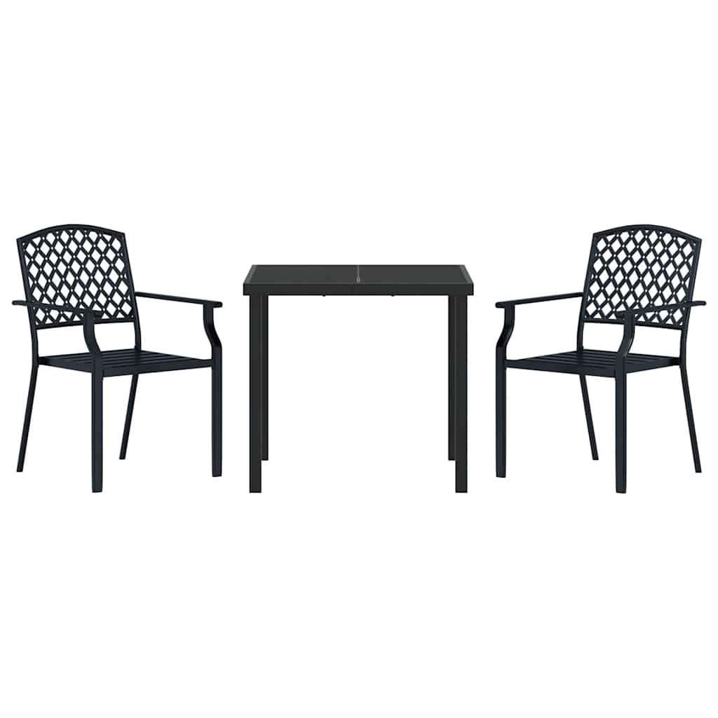 vidaXL Tuin Eettafel Set 3 pcs Antraciet Gepoedercoat staal