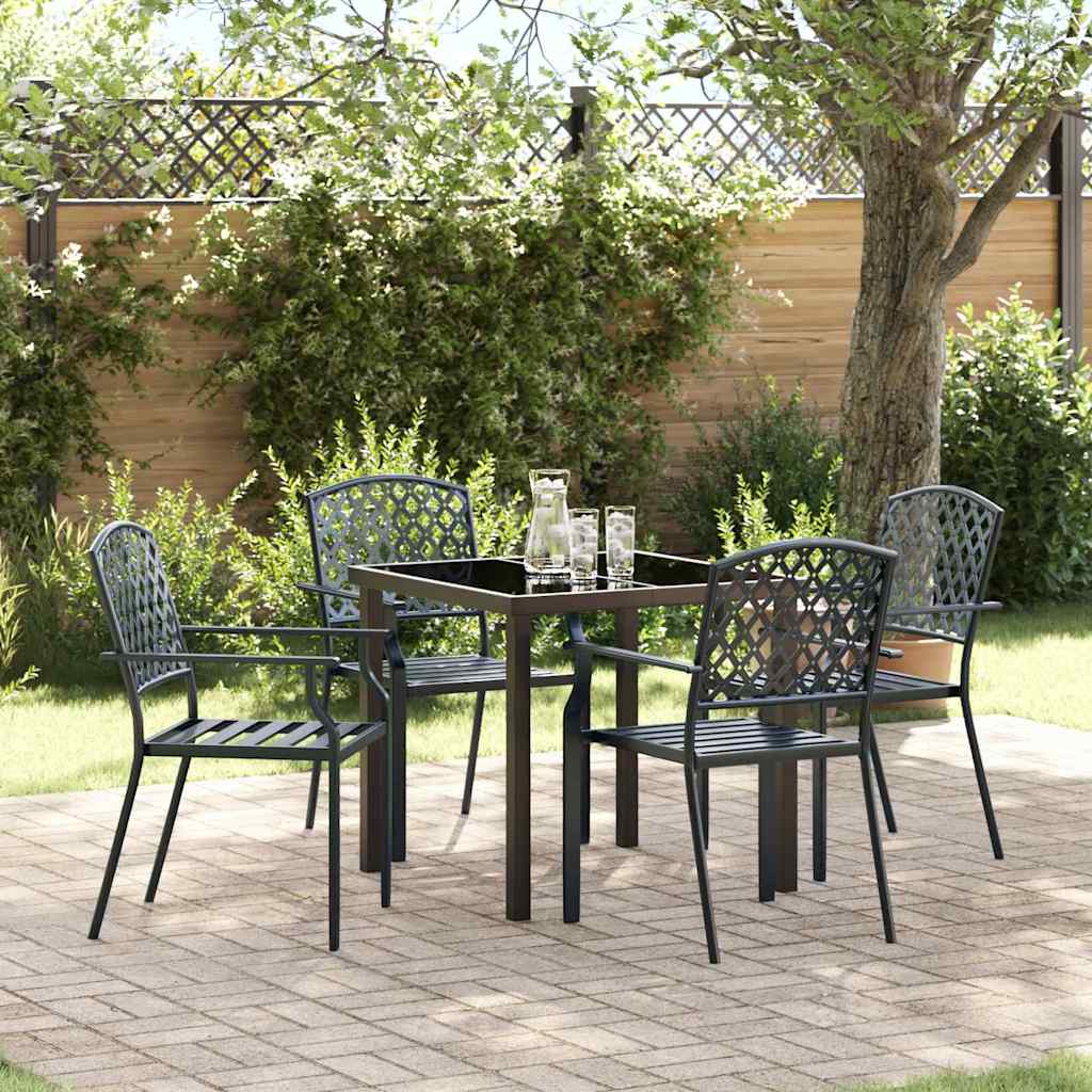 vidaXL Tuin Eettafel Set 3 pcs Antraciet Gepoedercoat staal