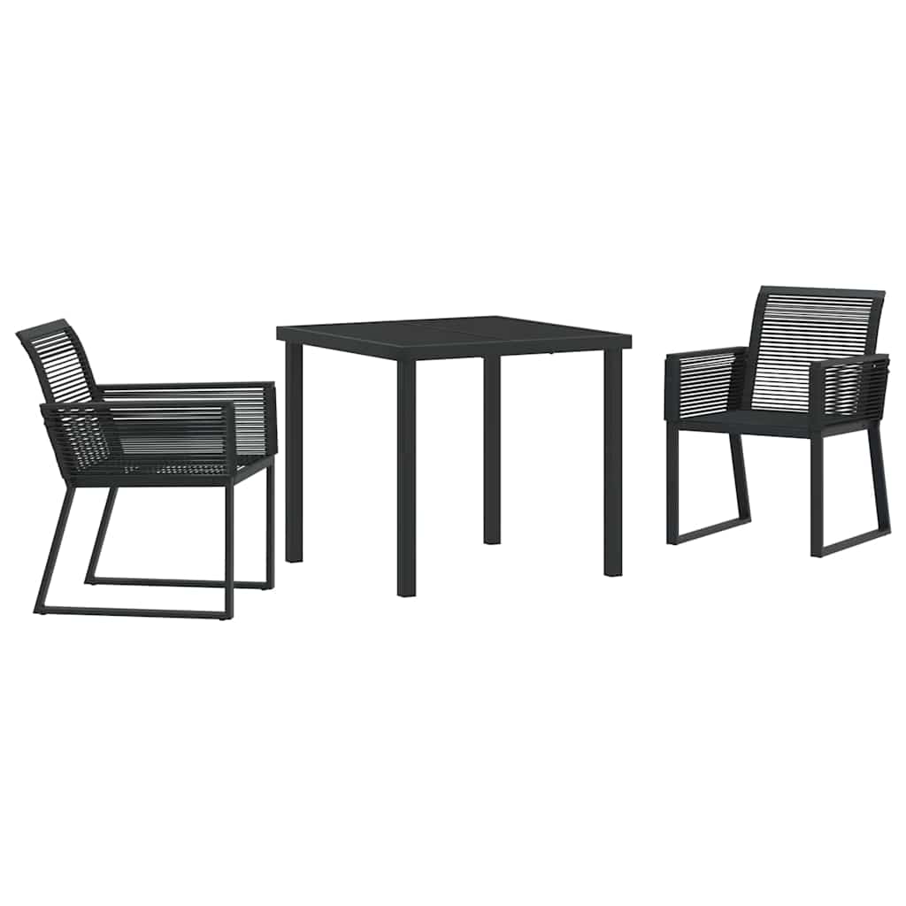 vidaXL Tuin Eettafel Set 3 pcs Zwart Gepoedercoat staal